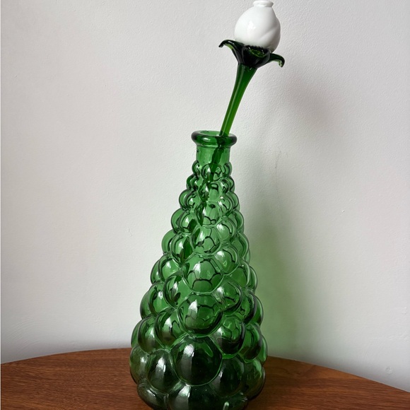 Emerald Bubble Design Vase Italian Empoli Bottle - Picture 11 of 13